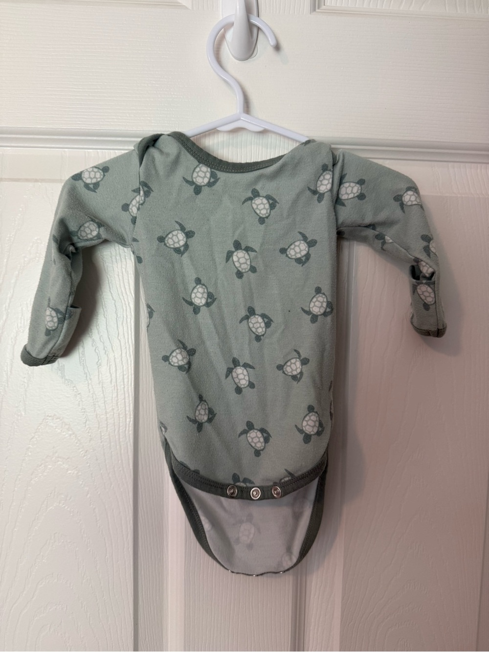 Copper Pearl Long-Sleeve One-Piece Bodysuit in Sage Turtle Print